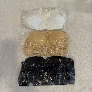 NWT SET of THREE Lace Bras - White, Beige, Black